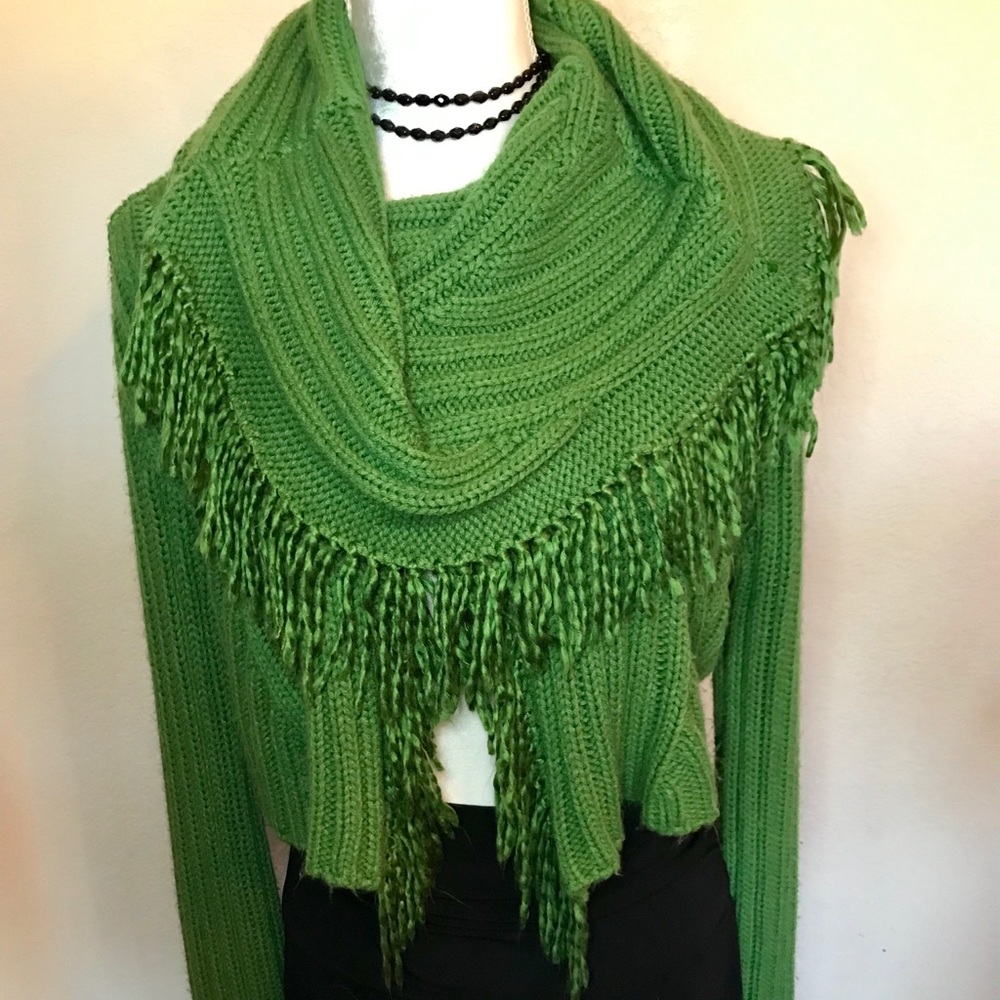 Sweet by Miss Me Irish ☘️ Green Sweater Shawl S:M.